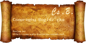 Csepreghy Boglárka névjegykártya